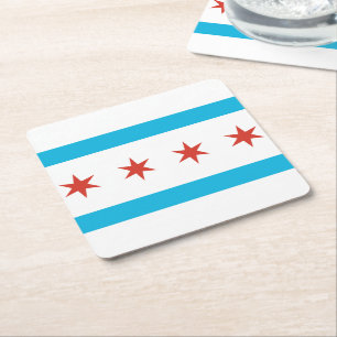 Posavasos Cuadrado De Papel Bandera de Chicago
