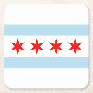 Posavasos Cuadrado De Papel Bandera de Chicago, Illinois Square Paper Coaster