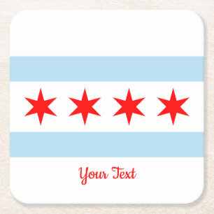 Posavasos Cuadrado De Papel Bandera de Chicago, Illinois Square Paper Coaster