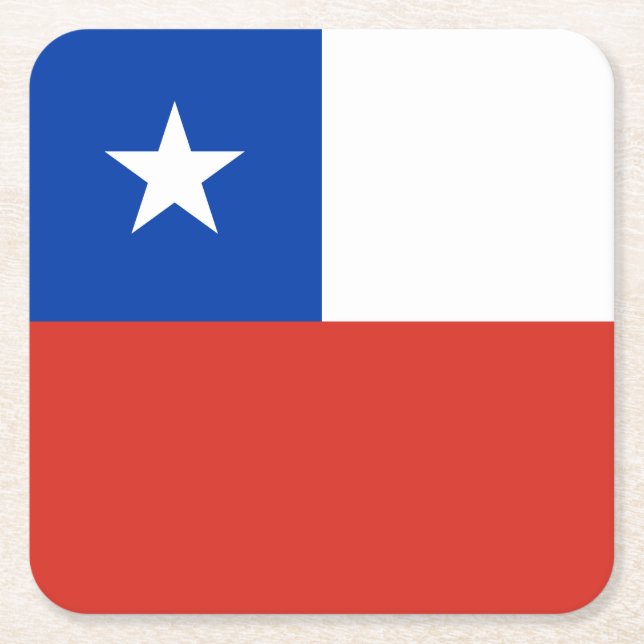 Posavasos Cuadrado De Papel Bandera de Chile (Anverso)