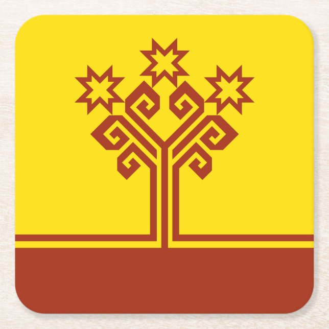 Posavasos Cuadrado De Papel Bandera de Chuvashia (Anverso)