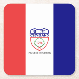 Posavasos Cuadrado De Papel Bandera de Cleveland, Ohio Square Paper Coaster