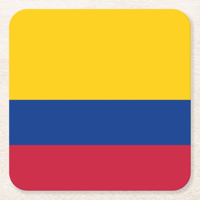 Posavasos Cuadrado De Papel Bandera de Colombia (Anverso)