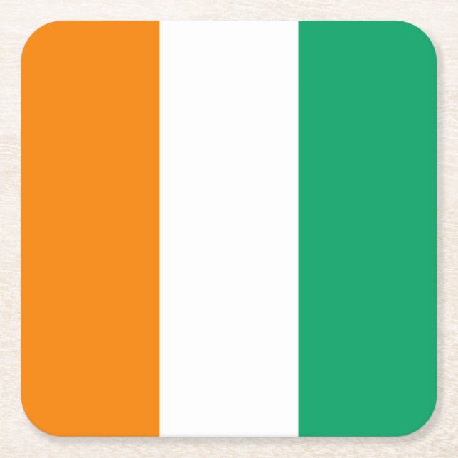 Posavasos Cuadrado De Papel Bandera de Costa de Marfil (Anverso)