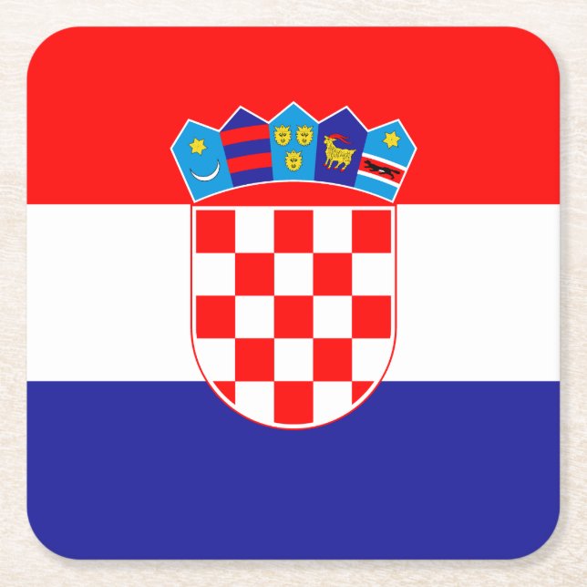 Posavasos Cuadrado De Papel Bandera de Croacia (Anverso)