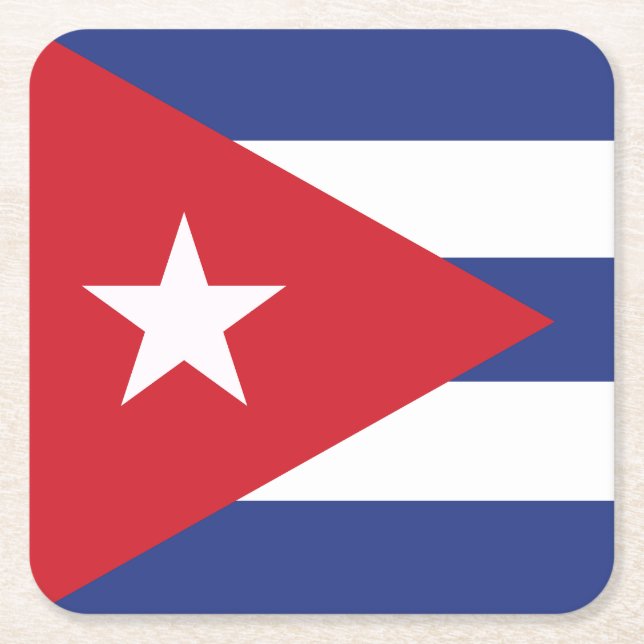 Posavasos Cuadrado De Papel Bandera de Cuba (Anverso)