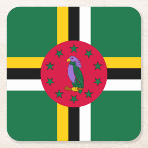Posavasos Cuadrado De Papel Bandera de Dominica