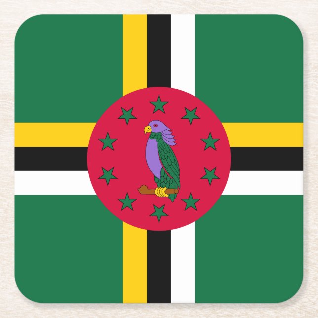 Posavasos Cuadrado De Papel Bandera de Dominica (Anverso)
