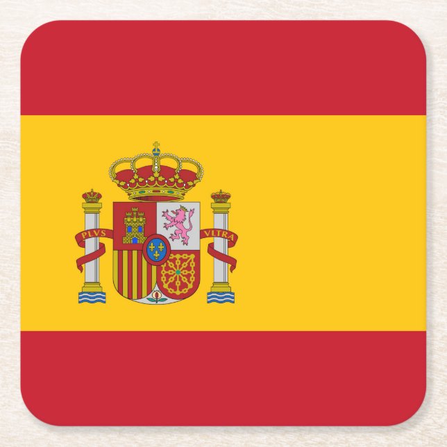Posavasos Cuadrado De Papel Bandera de España (Anverso)