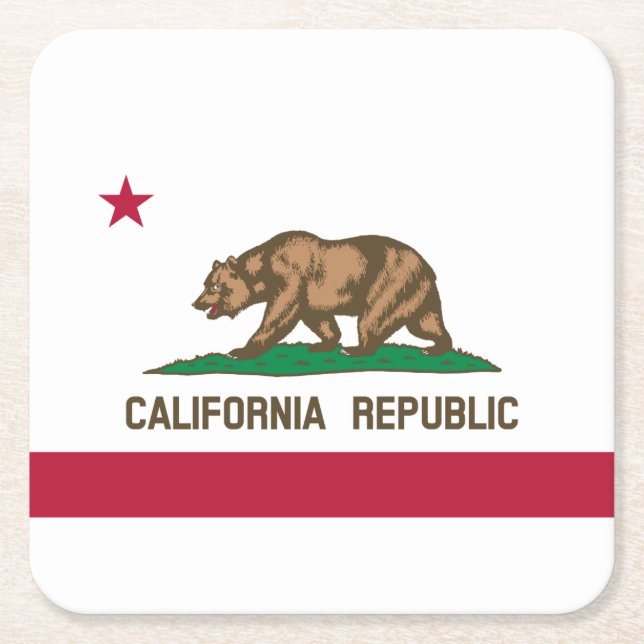 Posavasos Cuadrado De Papel Bandera de estado de California (Anverso)