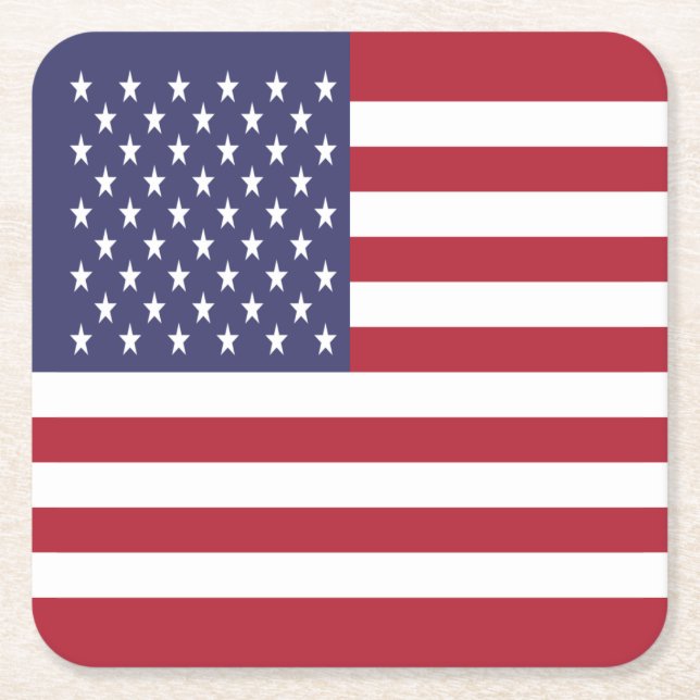 Posavasos Cuadrado De Papel Bandera de Estados Unidos (Anverso)