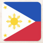 Posavasos Cuadrado De Papel Bandera de Filipinas<br><div class="desc">Bandera patriótica de Filipinas.</div>
