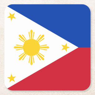 Posavasos Cuadrado De Papel Bandera de Filipinas