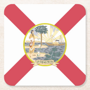 Posavasos Cuadrado De Papel Bandera de Florida: El Estado del Sol de los Flori