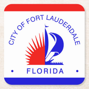 Posavasos Cuadrado De Papel Bandera de Fort Lauderdale, Florida