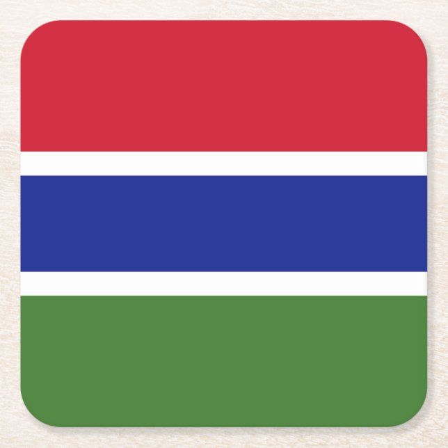 Posavasos Cuadrado De Papel Bandera de Gambia (Anverso)