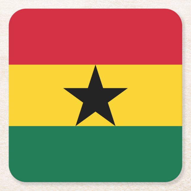 Posavasos Cuadrado De Papel Bandera de Ghana (Anverso)