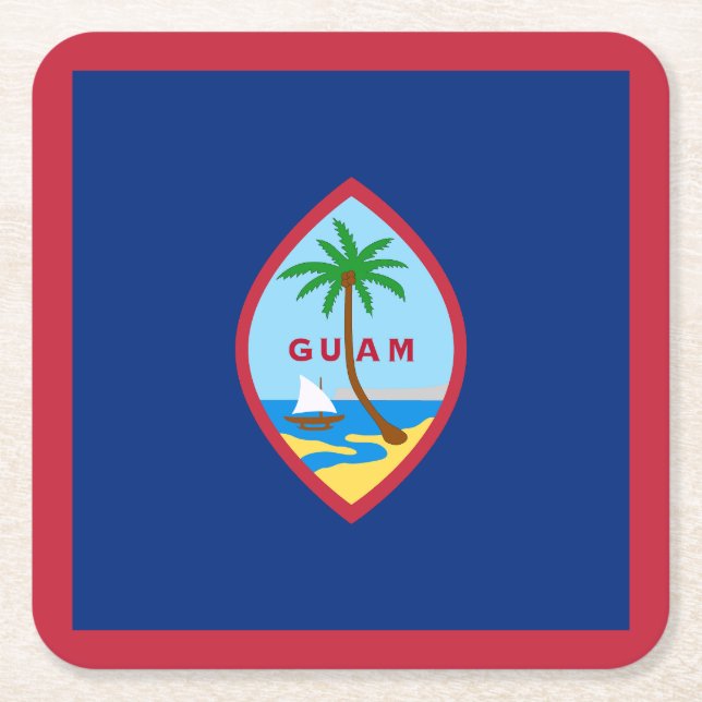 Posavasos Cuadrado De Papel Bandera de Guam (Anverso)