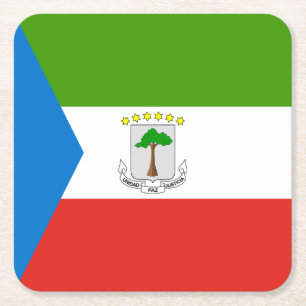 Posavasos Cuadrado De Papel Bandera de Guinea Ecuatorial