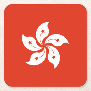 Posavasos Cuadrado De Papel Bandera de Hong Kong