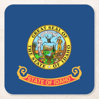 Posavasos Cuadrado De Papel Bandera de Idaho: el Estado de la Gema, Montaña Oe