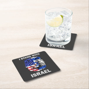 Posavasos Cuadrado De Papel Bandera de Israel y Estados Unidos León _ Me mante