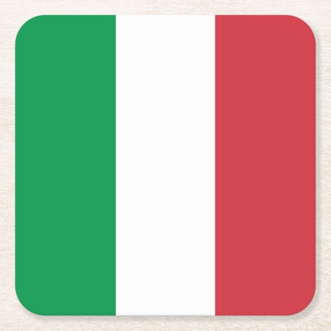 Posavasos Cuadrado De Papel Bandera de Italia (Anverso)