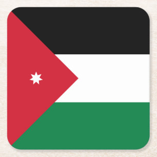 Posavasos Cuadrado De Papel Bandera de Jordania
