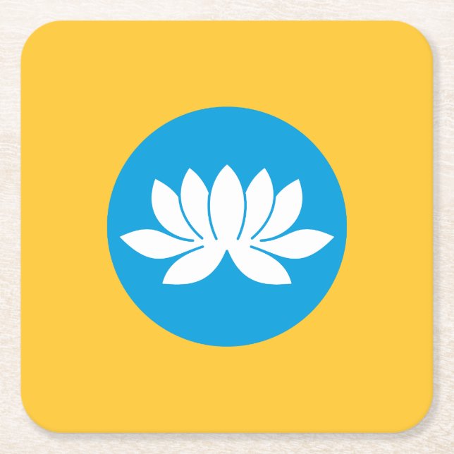 Posavasos Cuadrado De Papel Bandera de Kalmukia (Anverso)