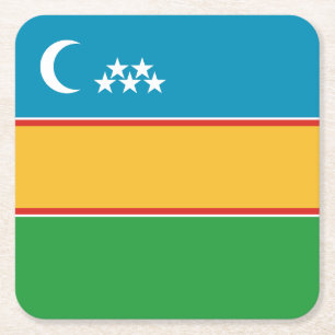 Posavasos Cuadrado De Papel Bandera de Karakalpakistán