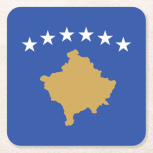 Posavasos Cuadrado De Papel Bandera de Kosovo