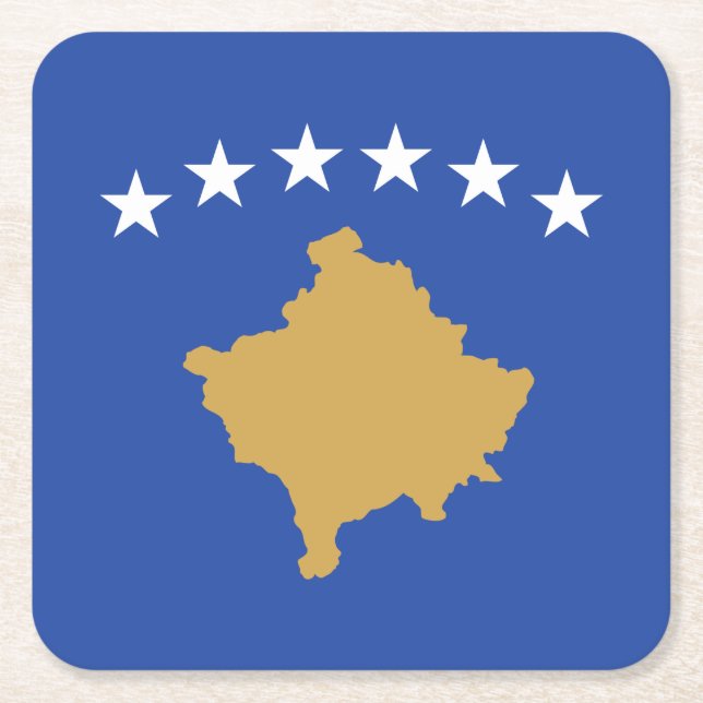 Posavasos Cuadrado De Papel Bandera de Kosovo (Anverso)