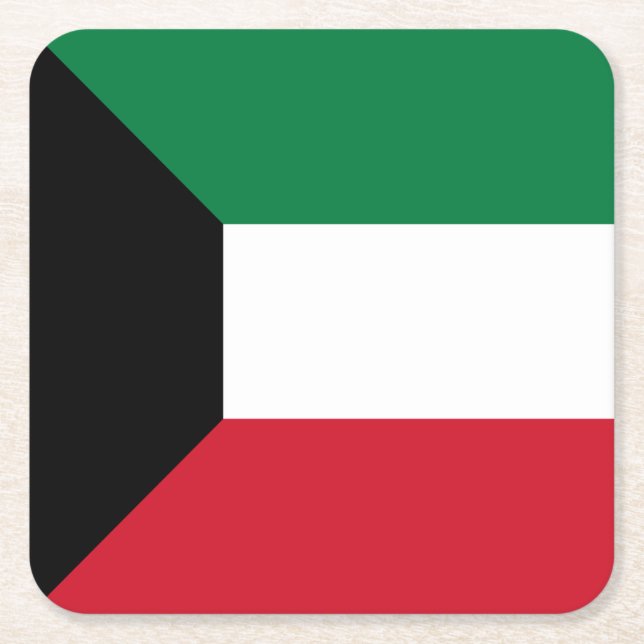 Posavasos Cuadrado De Papel Bandera de Kuwait (Anverso)