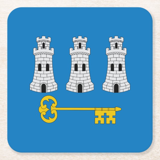 Posavasos Cuadrado De Papel Bandera de La Habana, Cuba (Anverso)