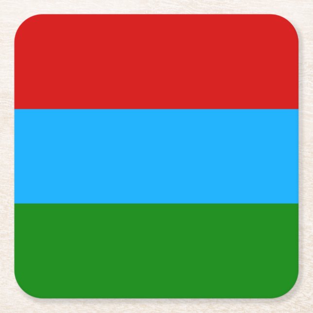 Posavasos Cuadrado De Papel Bandera de la República de Karelia (Anverso)