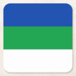 Posavasos Cuadrado De Papel Bandera de la República de Komi<br><div class="desc">Bandera patriótica de la República de Komi.</div>
