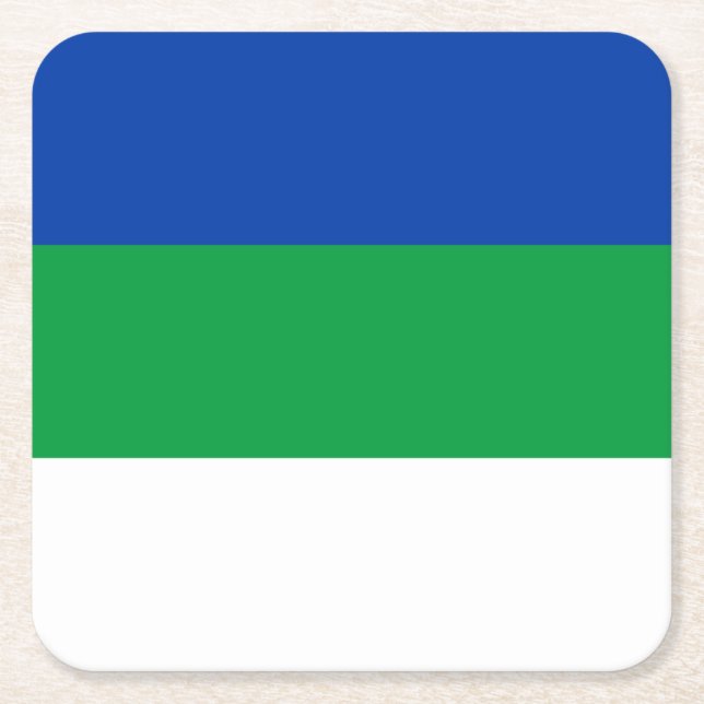 Posavasos Cuadrado De Papel Bandera de la República de Komi (Anverso)