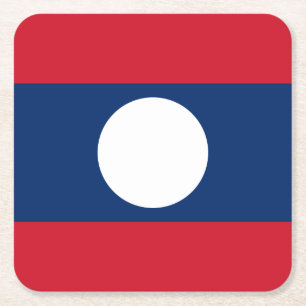 Posavasos Cuadrado De Papel Bandera de Laos