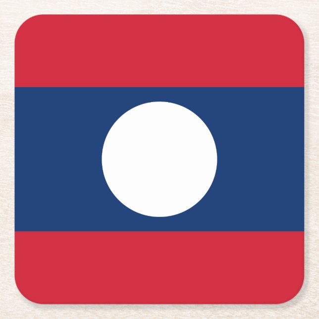 Posavasos Cuadrado De Papel Bandera de Laos (Anverso)