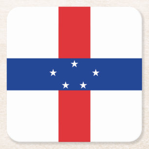 Posavasos Cuadrado De Papel Bandera de las Antillas Neerlandesas