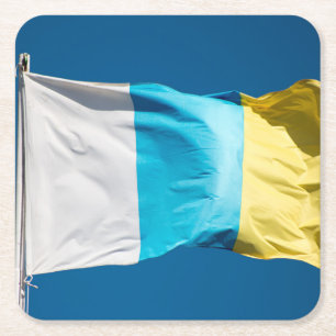 Posavasos Cuadrado De Papel Bandera de las Islas Canarias