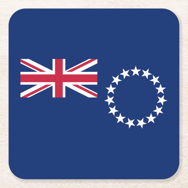 Posavasos Cuadrado De Papel Bandera de las Islas Cook (Anverso)