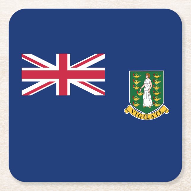Posavasos Cuadrado De Papel Bandera de las Islas Vírgenes Británicas (Anverso)