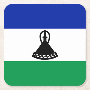 Posavasos Cuadrado De Papel Bandera de Lesoto