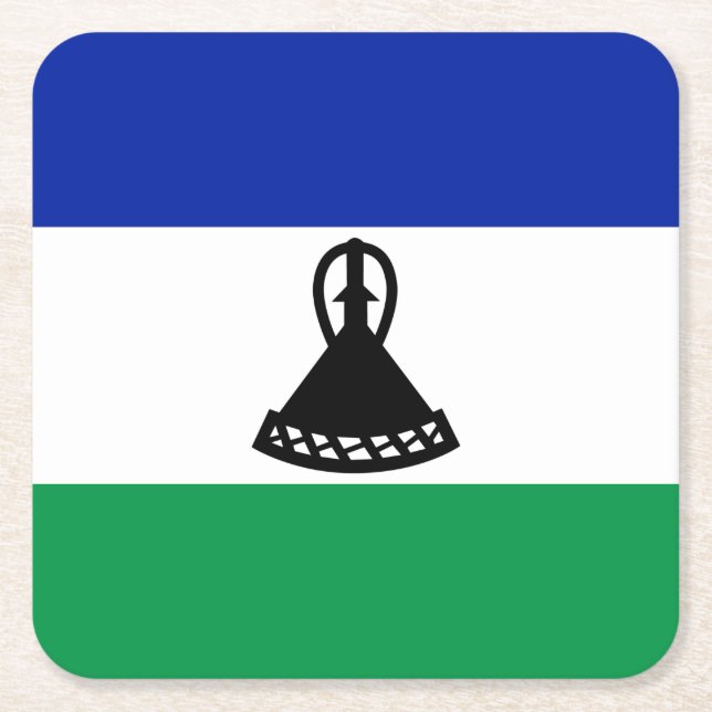 Posavasos Cuadrado De Papel Bandera de Lesoto (Anverso)