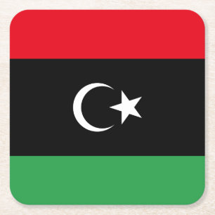 Posavasos Cuadrado De Papel Bandera de Libia