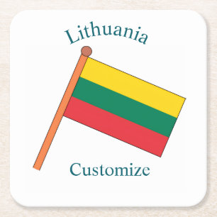 Posavasos Cuadrado De Papel Bandera de Lituania Thunder_Cove