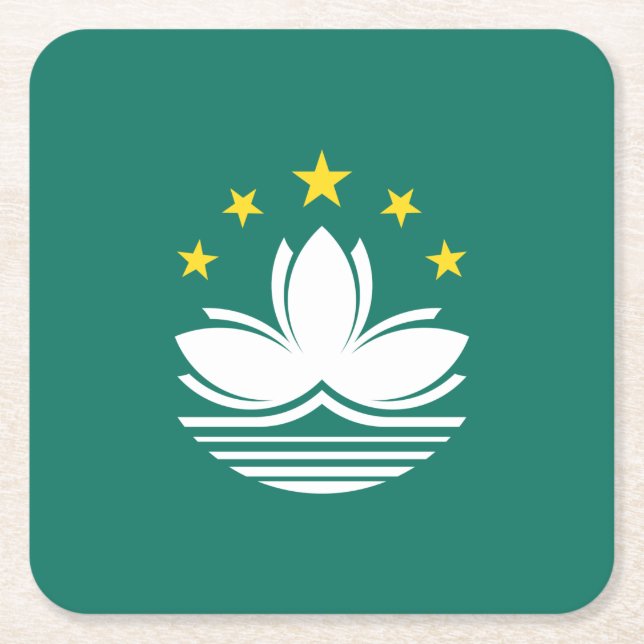 Posavasos Cuadrado De Papel Bandera de Macao (Anverso)