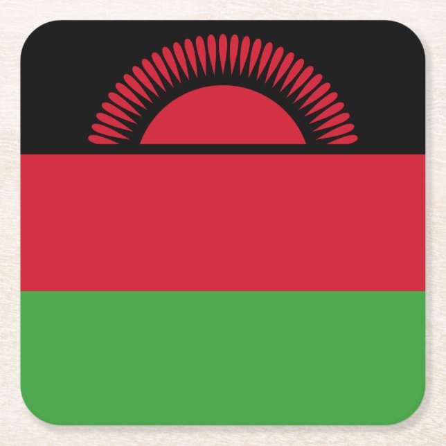 Posavasos Cuadrado De Papel Bandera de Malawi (Anverso)
