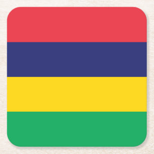 Posavasos Cuadrado De Papel Bandera de Mauricio